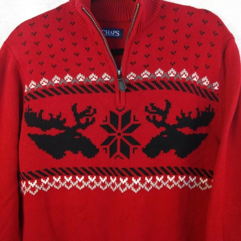 Ralph Lauren Chaps Highland Moose Ski Sweater $98 Large